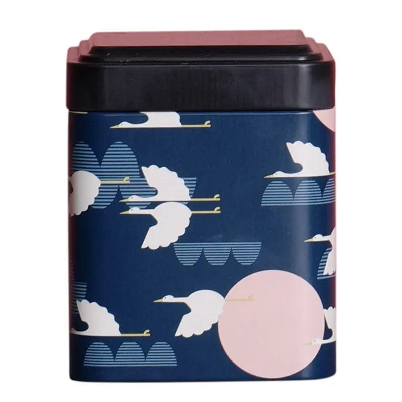 Boite à Thé Métal Bleue et Oiseaux