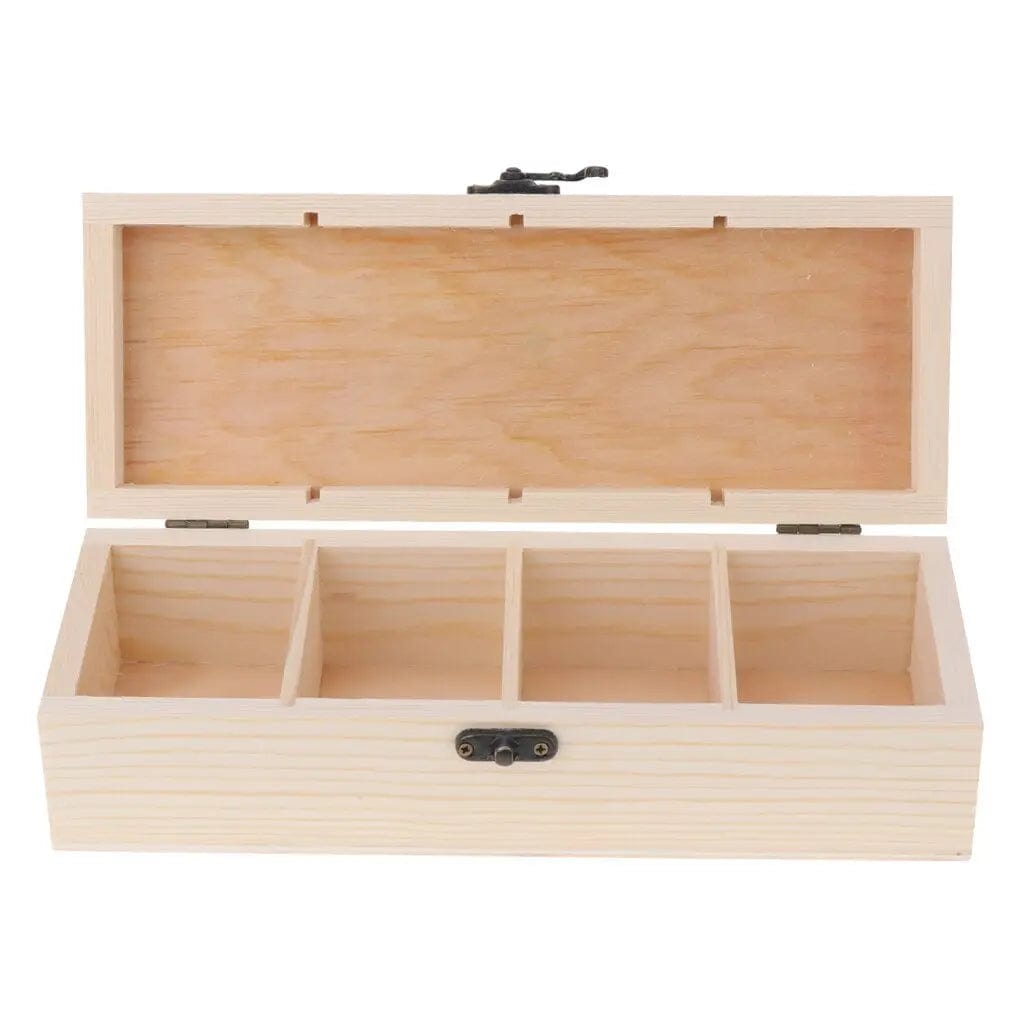 Boite à Thé Simple en Bois 4 Rangements