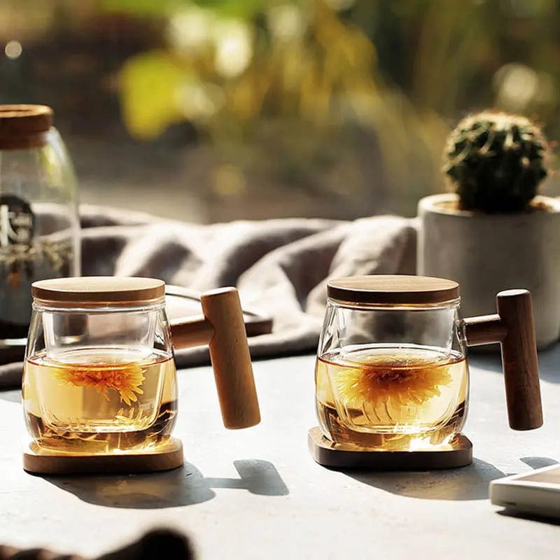 Mug infuseur à thé en verre et bois 300ml