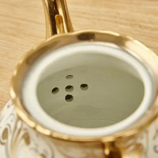 Service à thé Anglais en Porcelaine Blanc et Doré