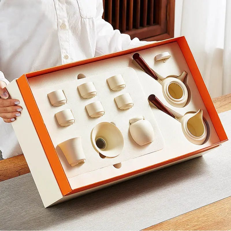 Service à thé Chinois Blanc en Céramique