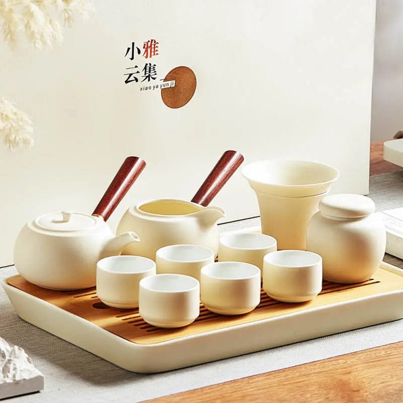 Service à thé Chinois Blanc en Céramique