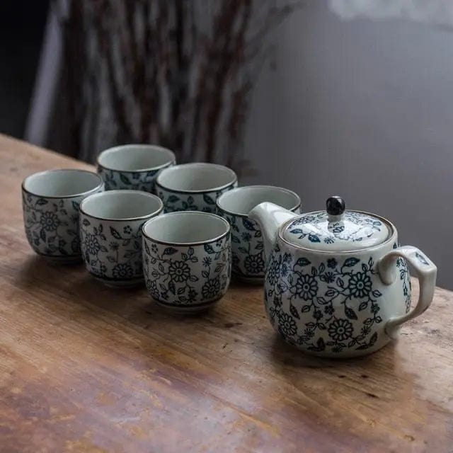 Service à thé Chinois en Porcelaine Grosses Fleurs 480ML