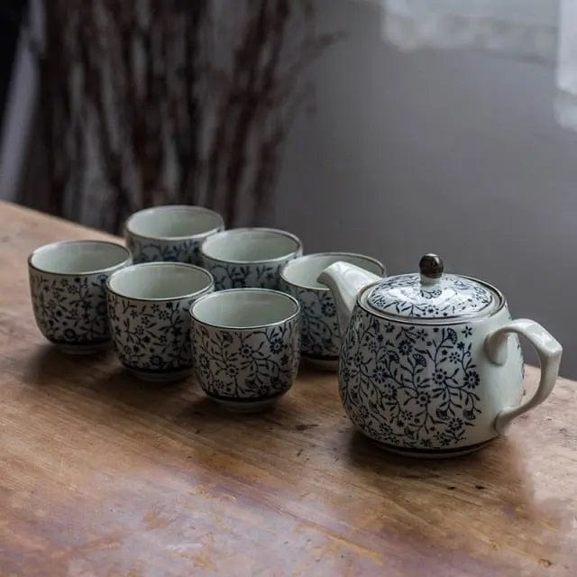 Service à thé Chinois en Porcelaine Petites Fleurs 480ML