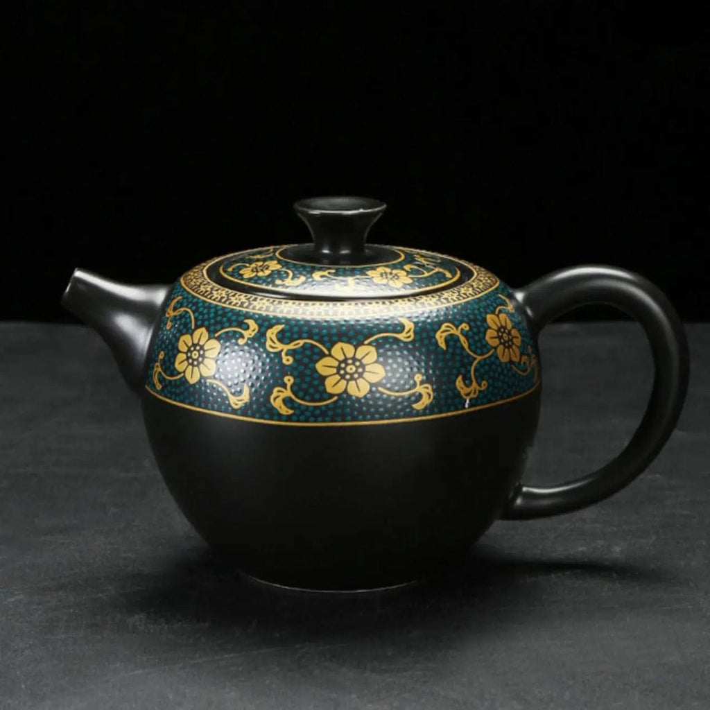 Service à thé Chinois Haut de Gamme Noir et Doré