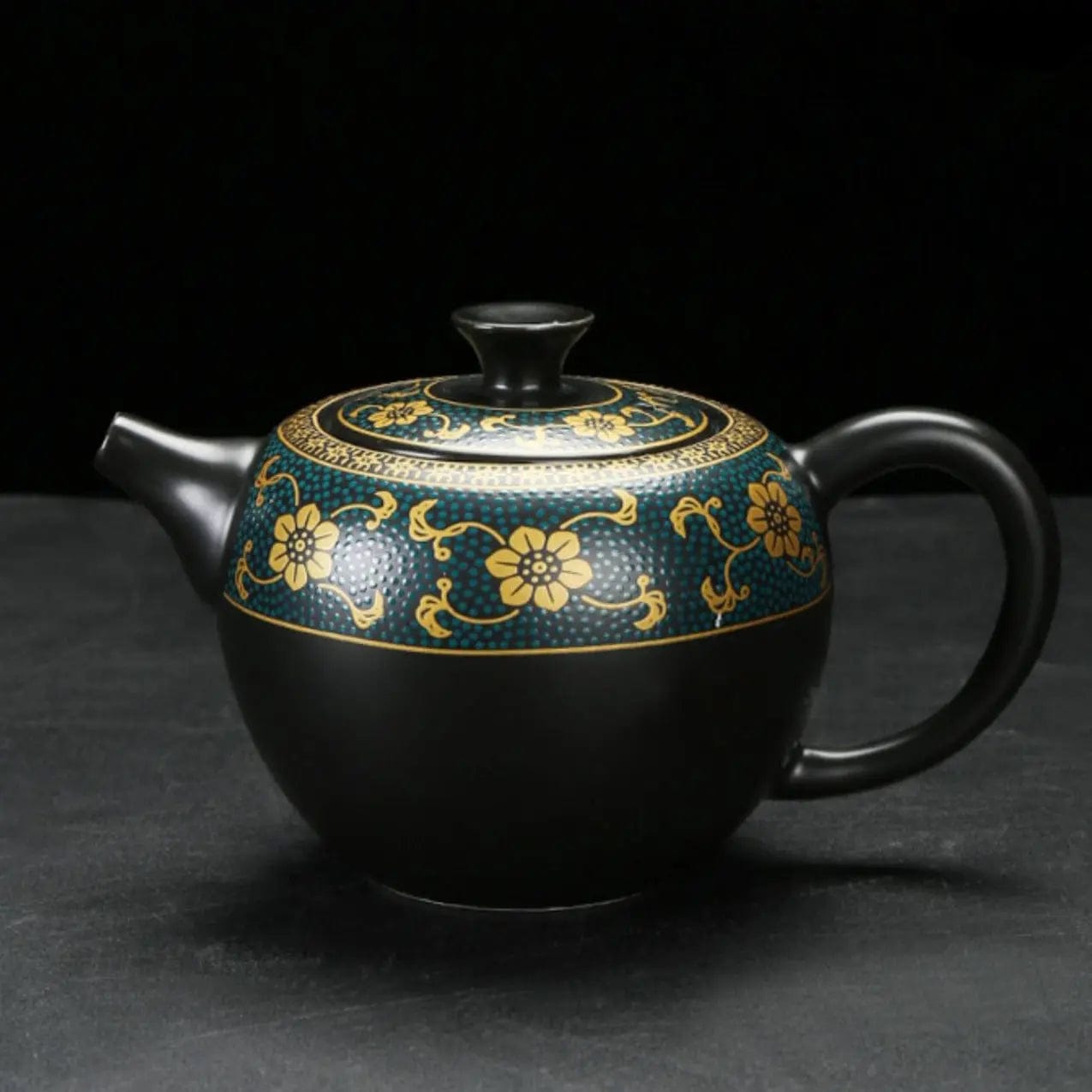 Service à thé Chinois Haut de Gamme Noir et Doré