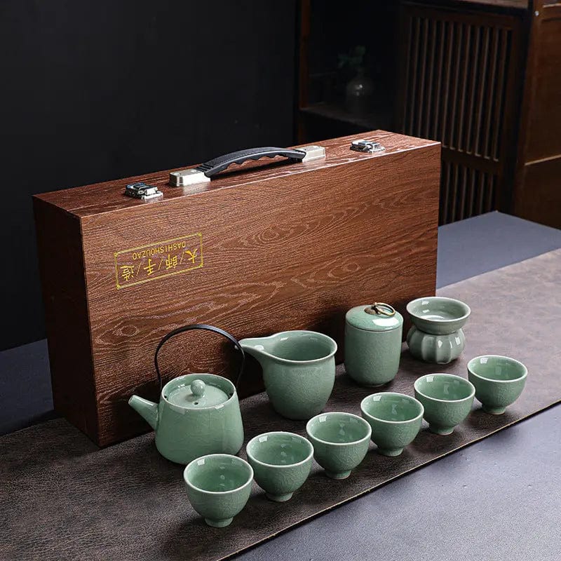 Service à thé Japonais Craquelé Vert Jade