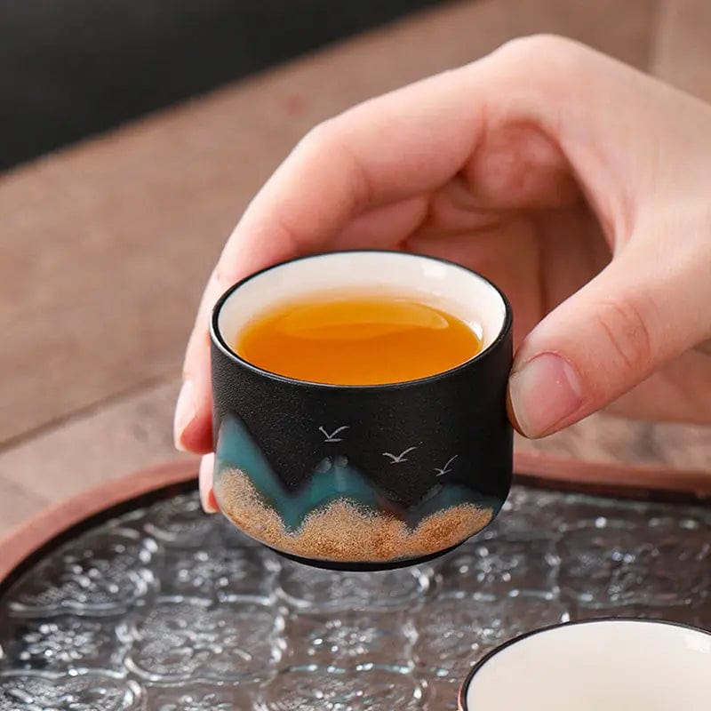 Service à thé Japonais en Céramique Motifs Montagnes