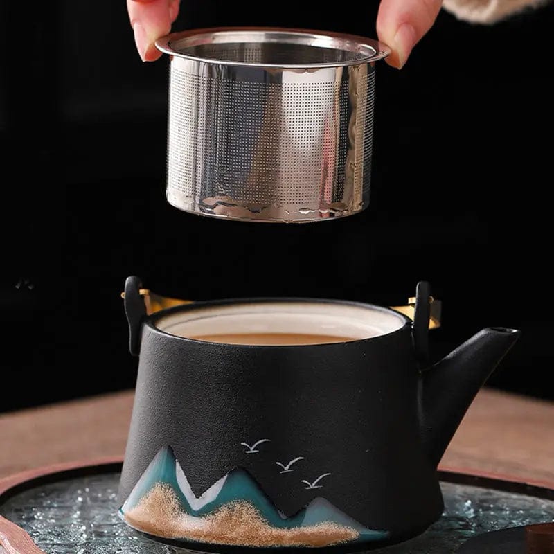 Service à thé Japonais en Céramique Motifs Montagnes