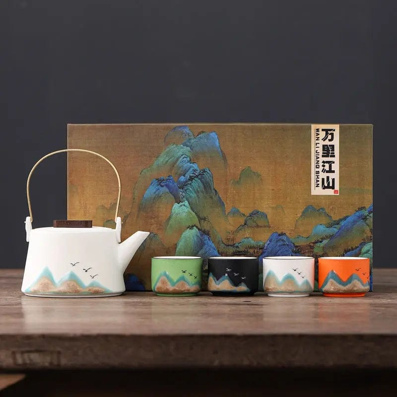 Service à thé Japonais en Céramique Motifs Montagnes