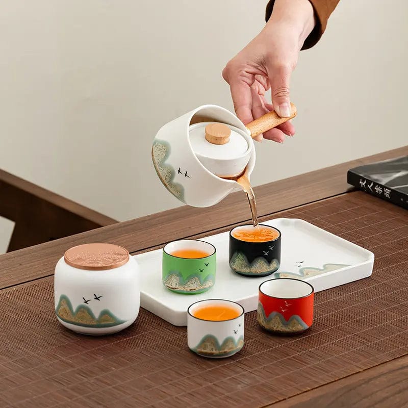 Service à Thé style Japonais avec Théière Rotative