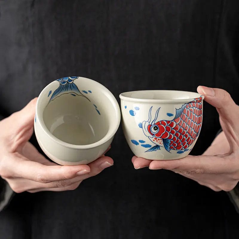 Tasse à Thé en Porcelaine Motif Carpe 120ml