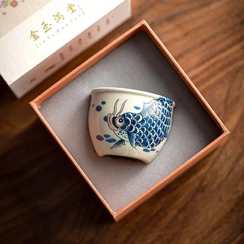 Tasse à Thé en Porcelaine Motif Carpe 120ml