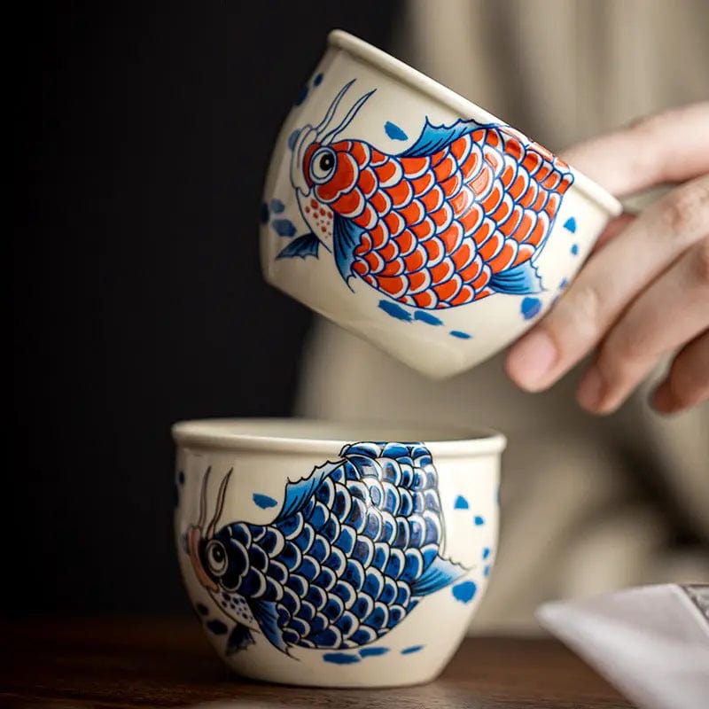 Tasse à Thé en Porcelaine Motif Carpe 120ml