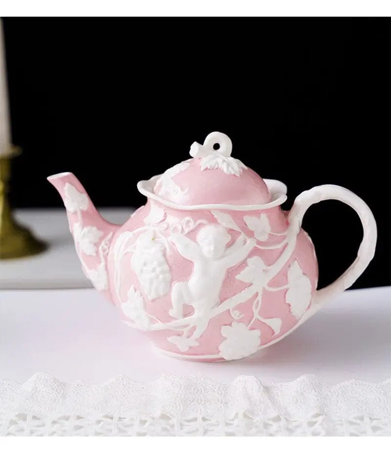Théière Anglaise en Porcelaine Bleue et Rose 1L