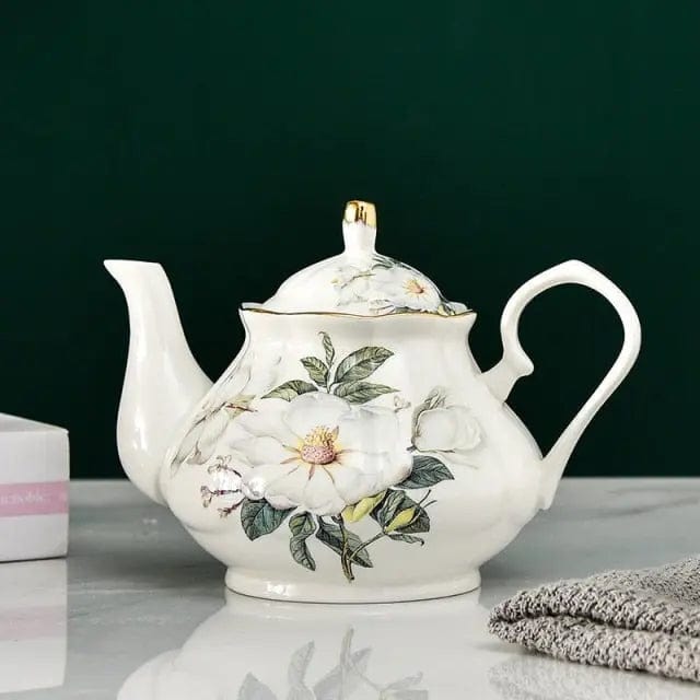Théière Anglaise en Porcelaine Fleurs Blanches 500ML