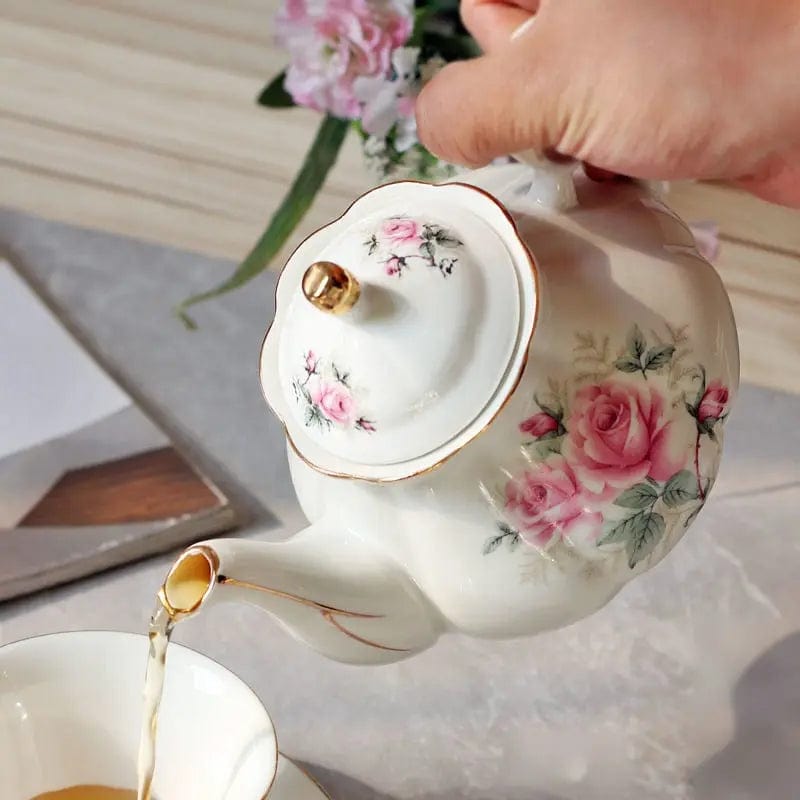 Théière Anglaise Fleurs Camélias en Porcelaine 500ML