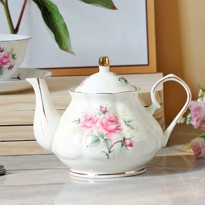 Théière Anglaise Fleurs Camélias en Porcelaine 500ML