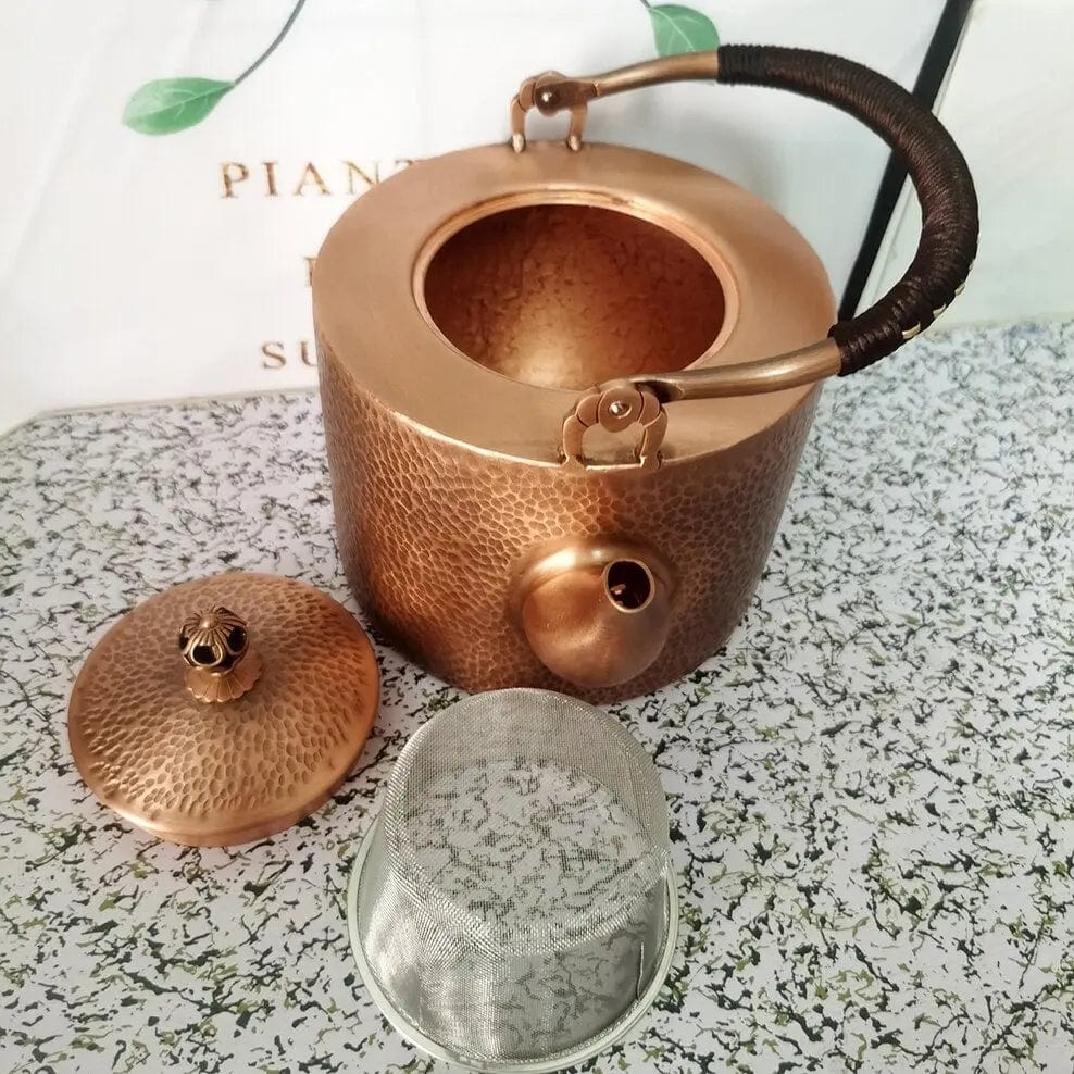 Théière Chinoise en Cuivre Martelé 2L