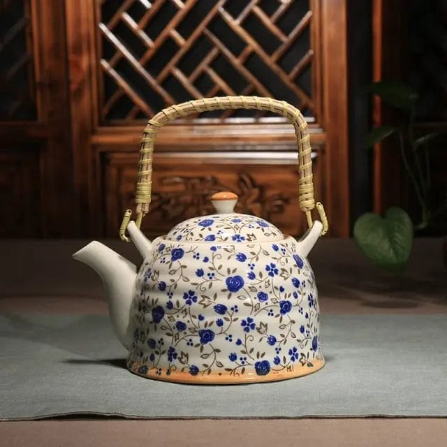 Théière Chinoise en Porcelaine Fleurs Bleues 900ML