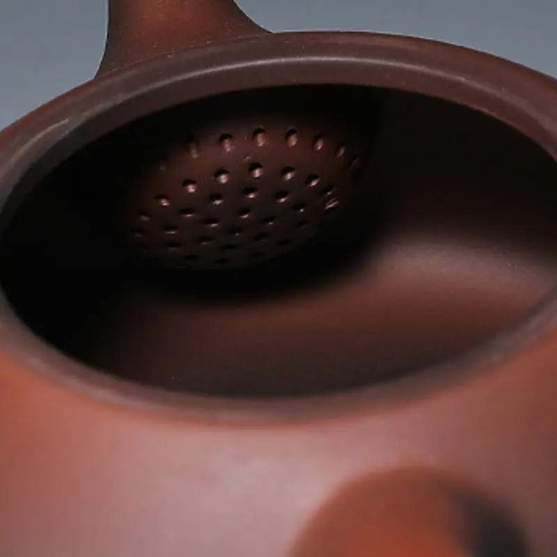 Théière Chinoise Yixing Marron Motif Symboles en Argile 230ML