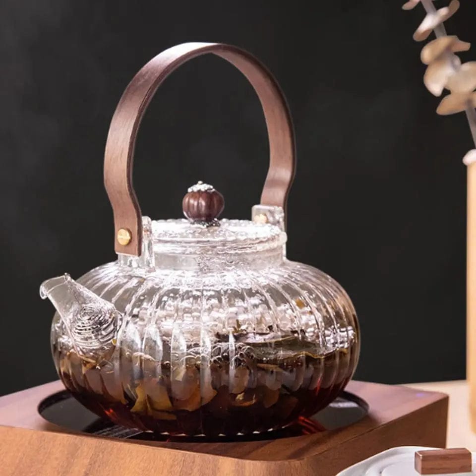 Théière en Verre Anse en Bois 900ML