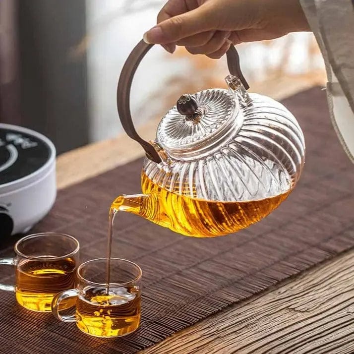 Théière en Verre Anse en Bois 900ML