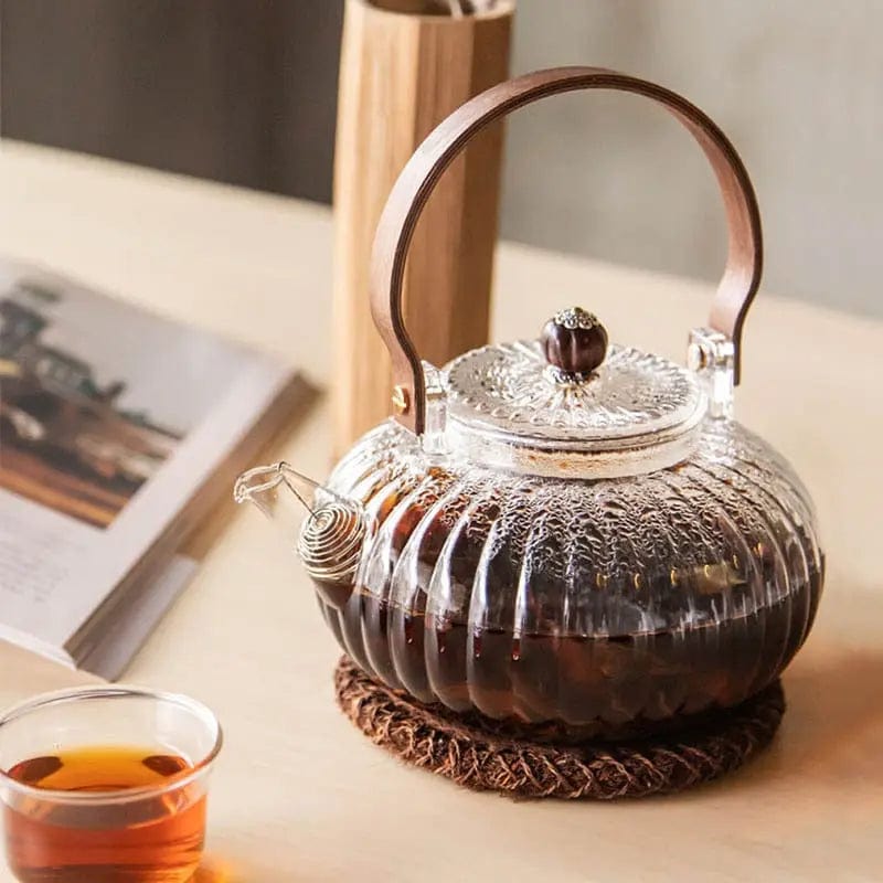 Théière en Verre Anse en Bois 900ML