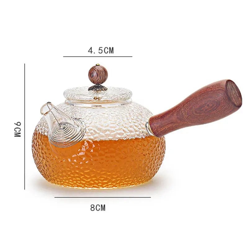 Théière en Verre Poignée en Bois 300ML