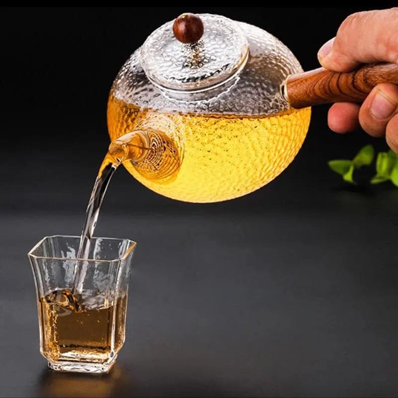 Théière en Verre Poignée en Bois 300ML