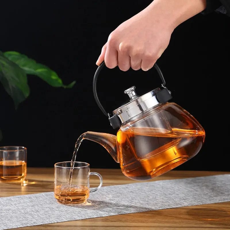 Théière en Verre Poire avec Anse Noire 800ml