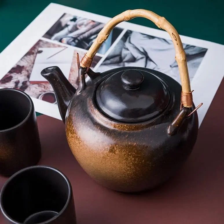 Théière Japonaise en Céramique Marron Bambou 500ML