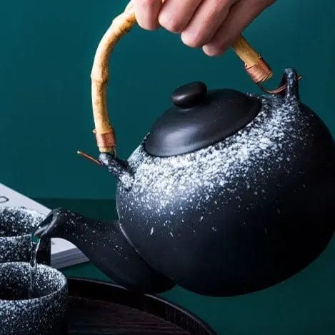 Théière Japonaise en Céramique Noire Bambou 800ML