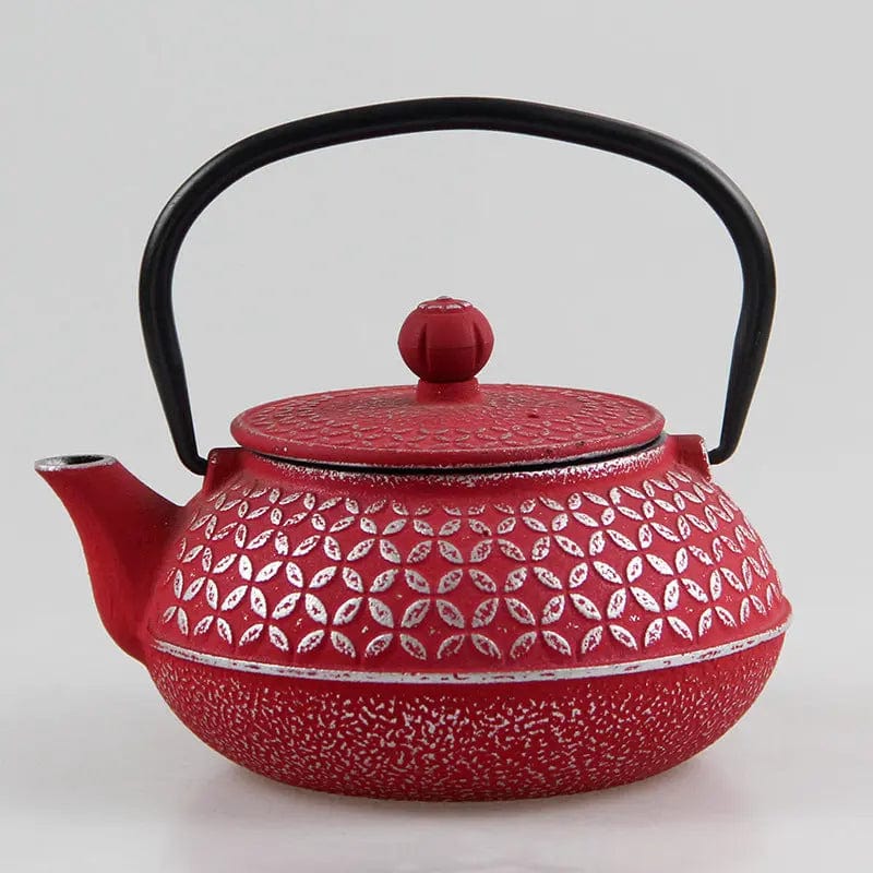 Théière Japonaise en Fonte Rouge Motifs Cercles 600ml