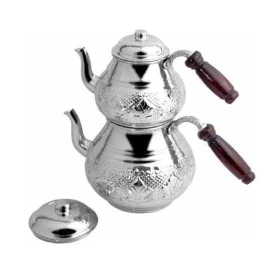 Théière Turque en Cuivre Double Étage et Motifs