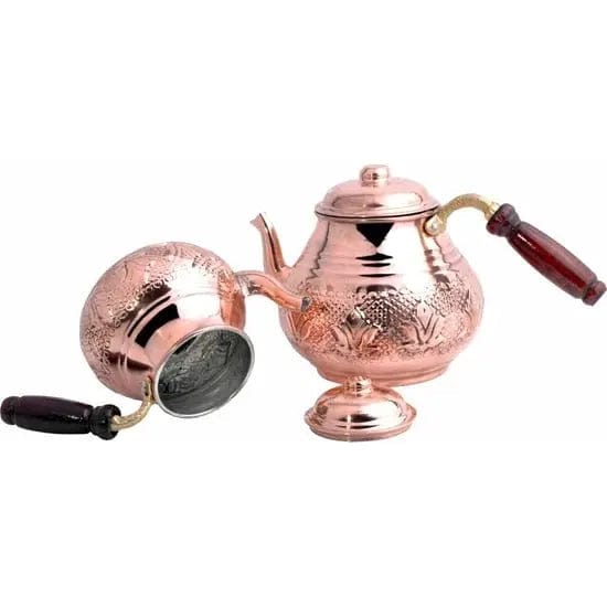 Théière Turque en Cuivre Double Étage et Motifs